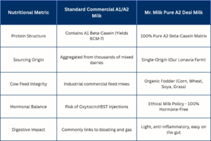 Comparison Mr. Milk A2 Milk vs. Mass-Market Commercial Milk