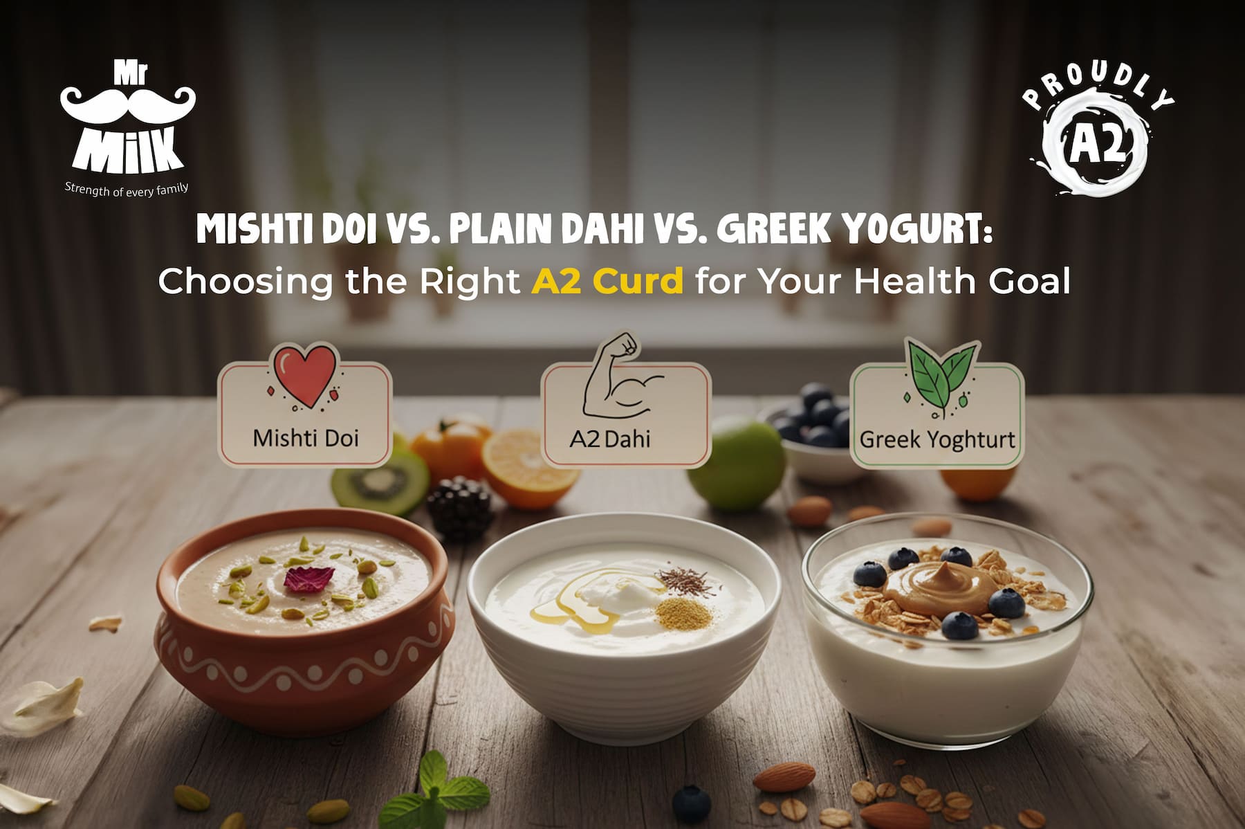 Mishti Doi vs. Plain Dahi vs. Greek Yoghurt: Choosing the Right A2 Curd for Your Health Goal